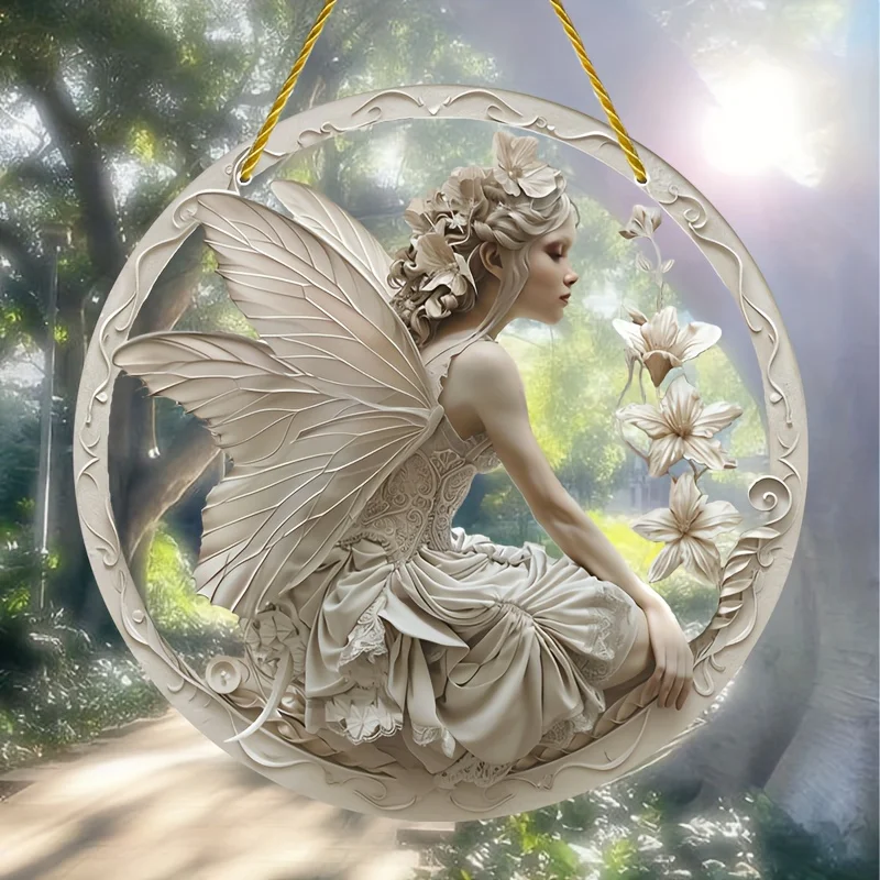 Glam Style Acrylic Angel Girl Sun Catcher Decorative Sign&Plaque-Wall Hanging,3D Art for Home,Room,Bedroom-Multipurpose Angel