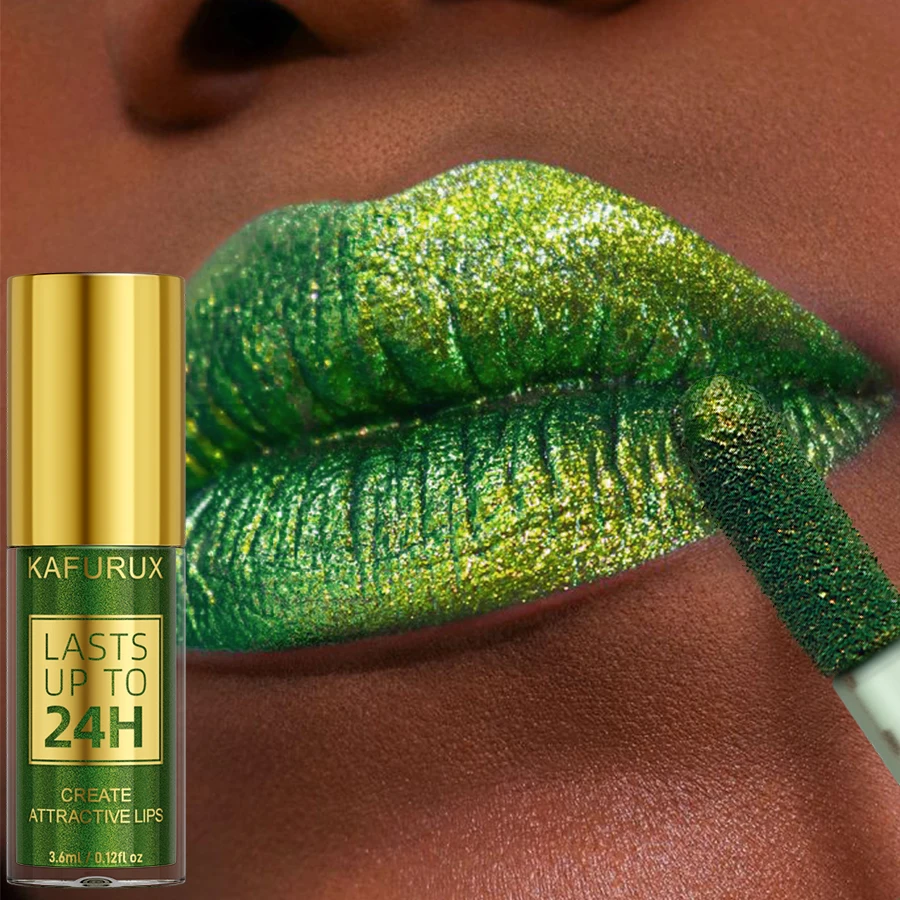 1 szt. Brokatowy Aksamitny Błyszczyk do Ust Metaliczny Mocno Napigmentowany Matowy Połyskujący Tint do Ust Diamentowy Koreański Makijaż Prezent Płynna Pomadka Cień do Powiek