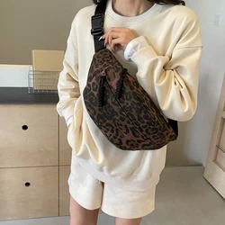 Leopard Prints Chest Bags For Women Canvas Large Capacity Shoulder Crossbody Bag 2024 Summer Latest Waist Fanny Pack