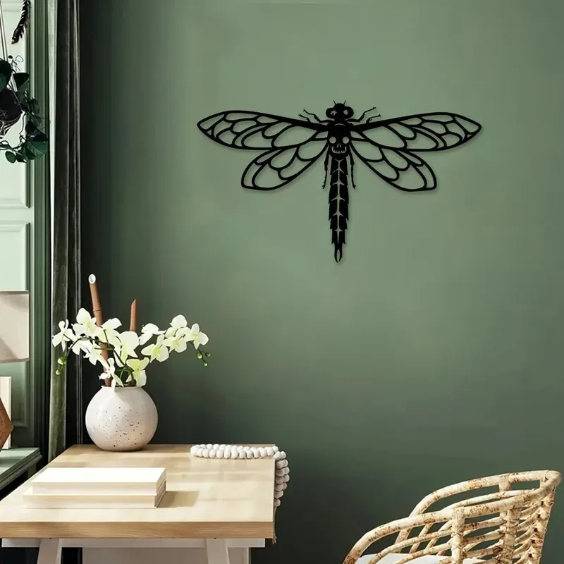 1pc Beautiful Dragonfly Metal Wall Art – Vintage Metal Wall Sign, Elegant Hanging Ornament, Stylish Bar, Kitchen, Coffee Sign