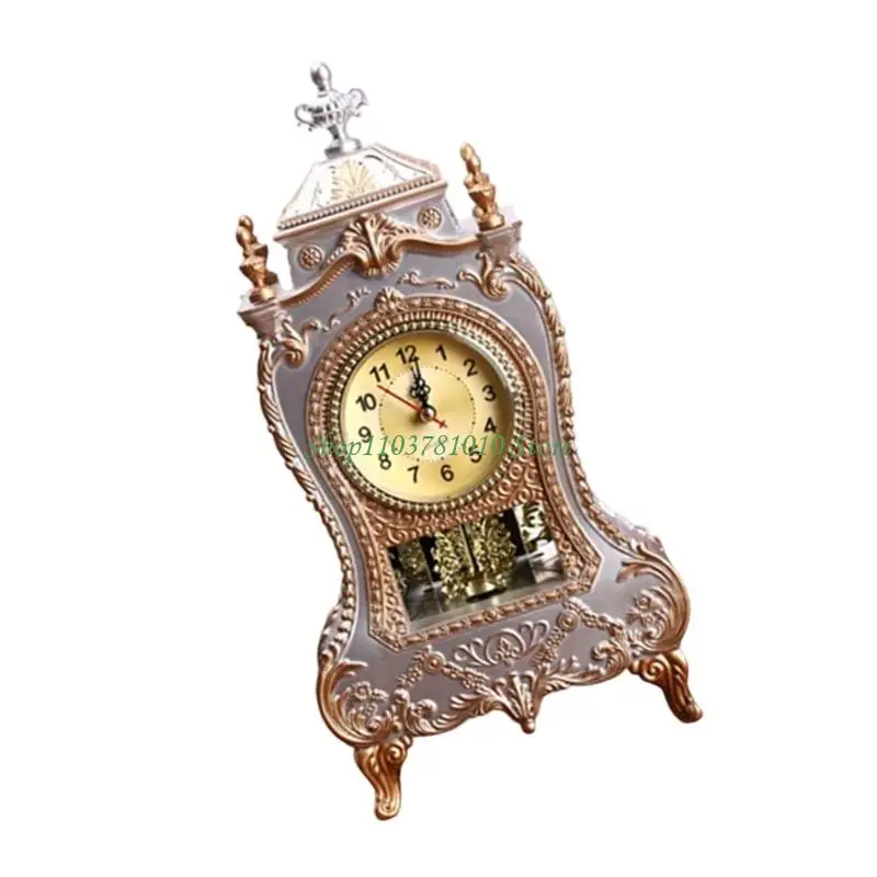 U55D Vintage Musical Chimes Table Clock with Pendulum Classical European Design Gift