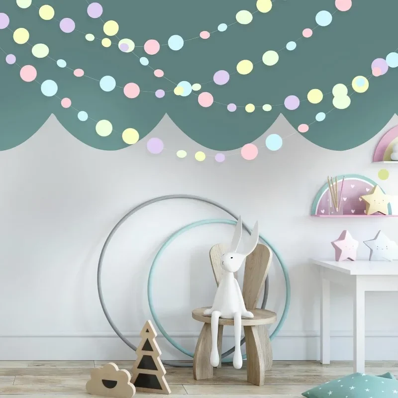 Pastell Kinder Geburtstags feier Dekorationen blau lila rosa grün Kreis Girlande hängen für Baby party Papier Tupfen Luft schlangen – Detail 6