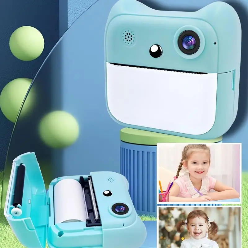 Impressora fotográfica sem fio portátil, câmera instantânea recarregável usb com papel de impressão, brinquedo criativo para meninos e meninas, presente de aniversário