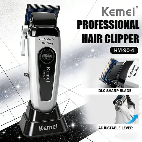 Kemei Professional 11500 RPM Hair Clipper for Barbers Rechargeable Trimmers Brushless Motor Hair Cutting Machine for Men KM-90-4