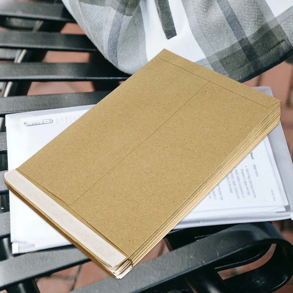 100Pcs Kraft Paper Vintage Document Envelopes Multi-Function Portable File Pouch Convenient Document Bag Office Supply
