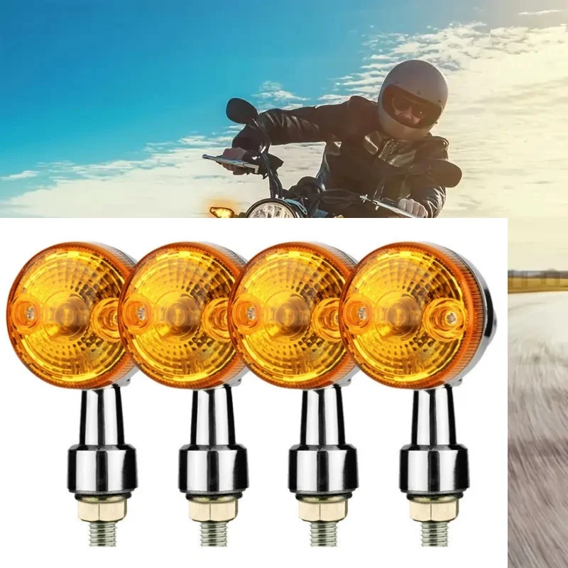 

4pcs 12V Motorcycle Turn Signals Light Set Plastic Blinker Indicator Light Chrome Amber Universal Indicator Light Accessories