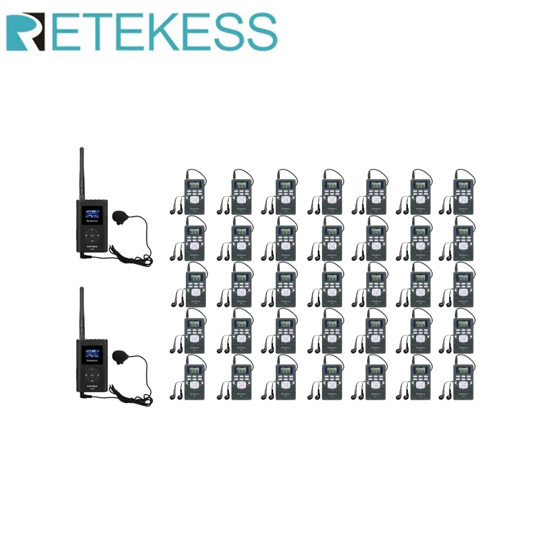 Retekess Voice Transmission System 2pcs FT11 30pcs FM Transmitter PR13 FM Radio Receiver For Meeting Simultaneous Interpretation