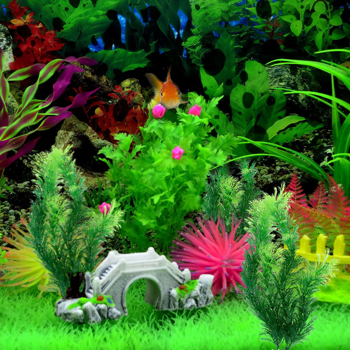 

10Pcs Artificial Fish Tank Plants Aquarium Decoration Realistic Fake Plastic Underwater Trees Suitable for Fresh Saltwater Tanks