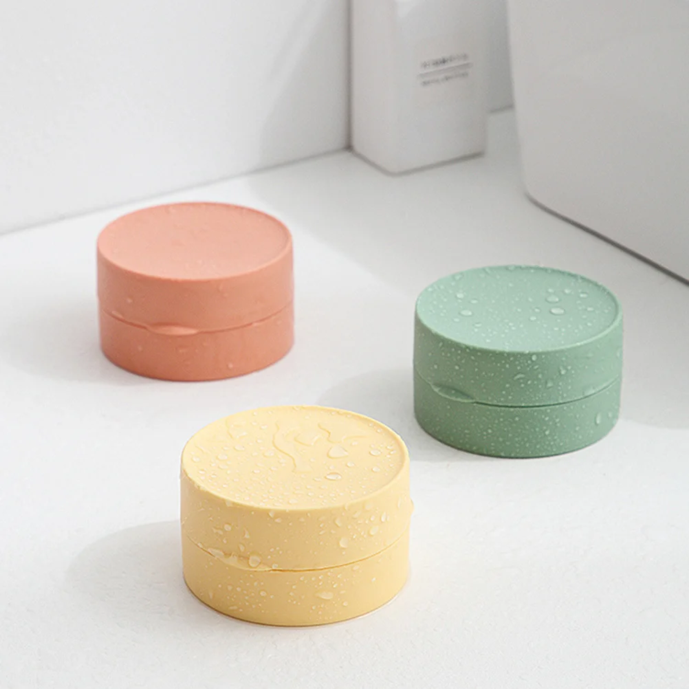 

4 Pcs Round Soap Dish Cover Fitness Case Bar Holder PP Boxes for Shower Bathroom Kitchen Travel Soap Box Container