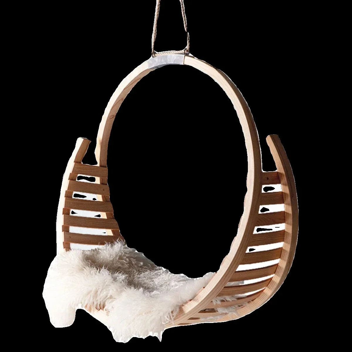 

A Modern simple solid wood hanging chair Home villa Art swing Creative hanging basket Swing chair