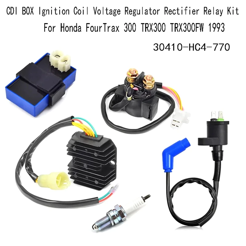 

30410-HC4-770 CDI BOX Ignition Coil Voltage Regulator Rectifier Relay Kit For Honda Fourtrax 300 TRX300 TRX300FW 1993