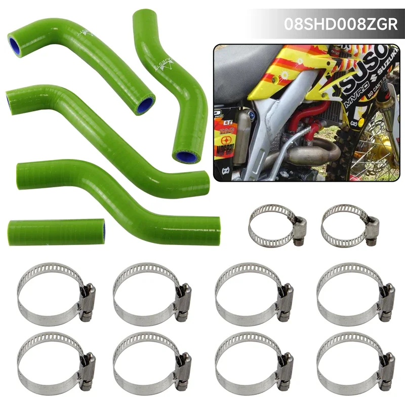 Silicone radiator hose for SUZUKI RMZ250 RM-Z 250 2007 2008 2009 + clamps  green