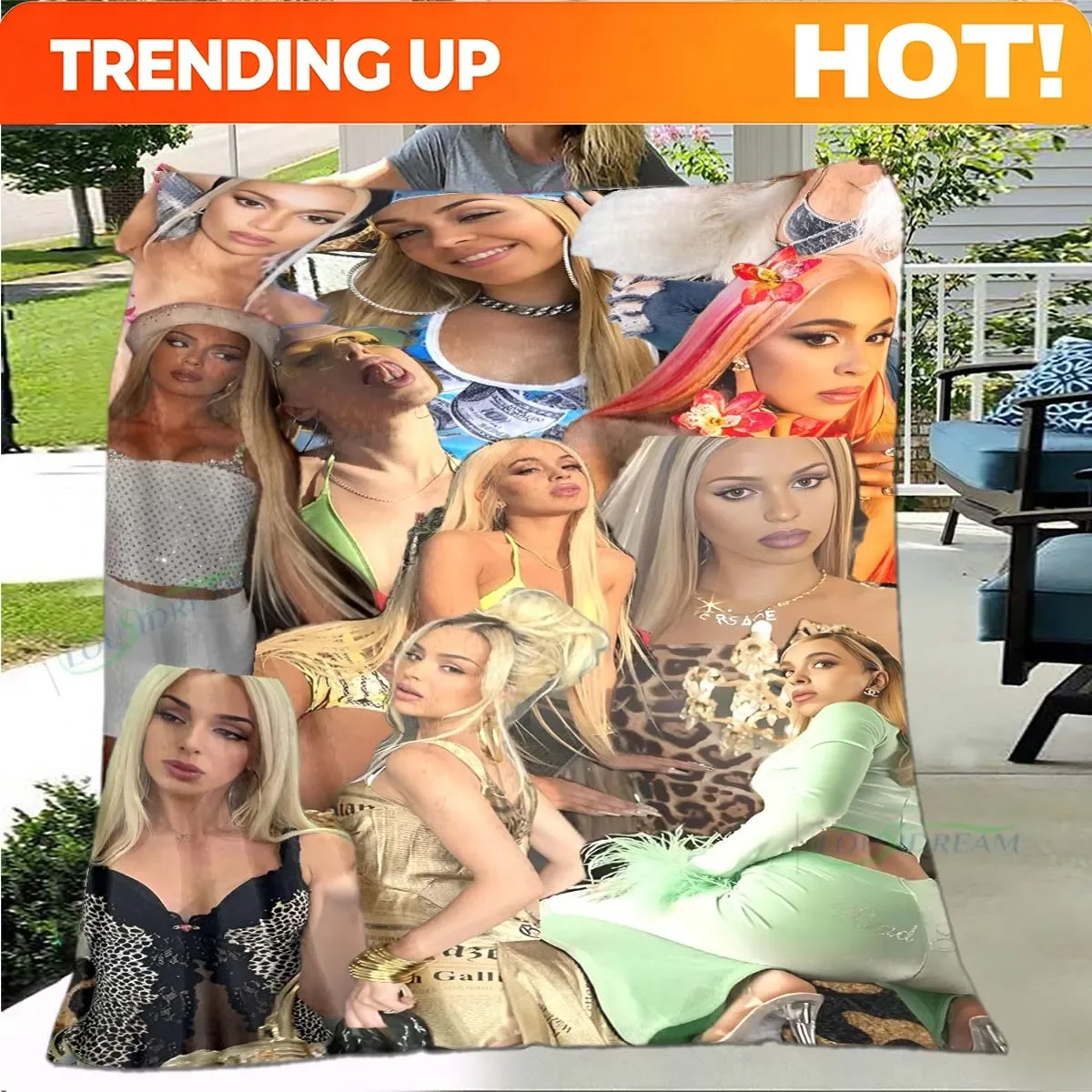 Custom Fashion Spain Female Singer B-bad G-Gyal Four Seasons Blanket Sofa Cover Travel Bed Plush Blanket Office Break Blanket G