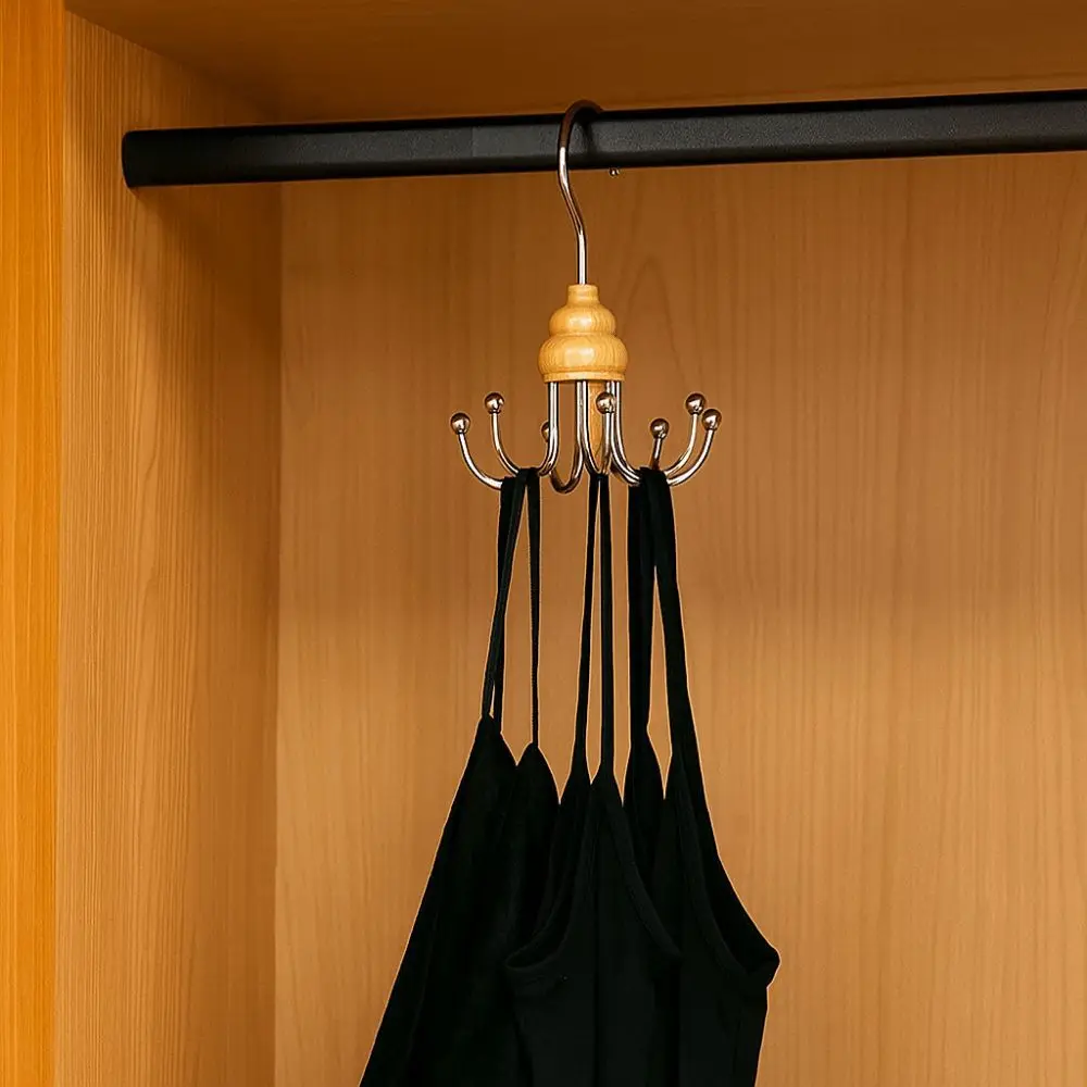 

2 шт. практичные железные металлические крючки с 6 когтями, противоскользящая компактная вешалка для ремня 360 ° Вращающиеся вешалки для одежды для дома