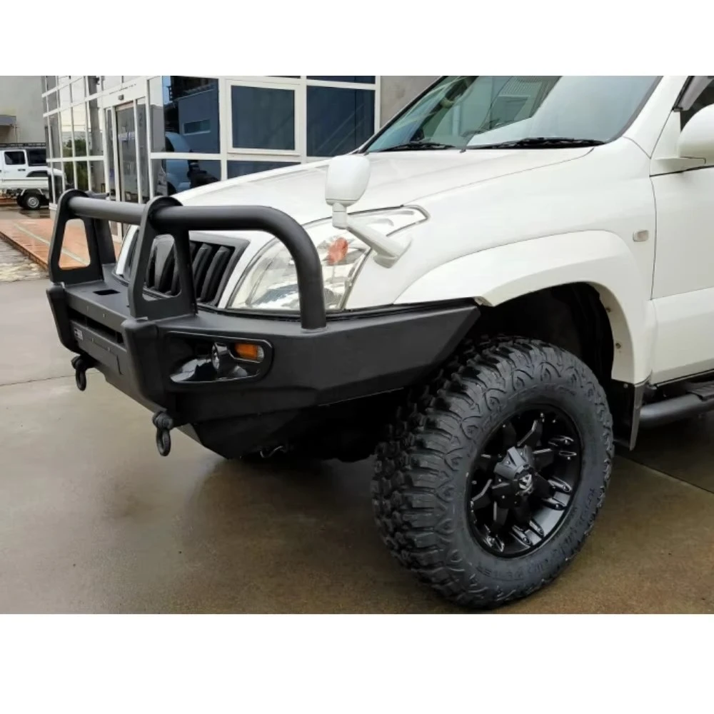 المصد الأمامي Land Cruiser Prado 120 للطرق الوعرة مع طين فولاذي مثبت على ونش باللون الأسود #4