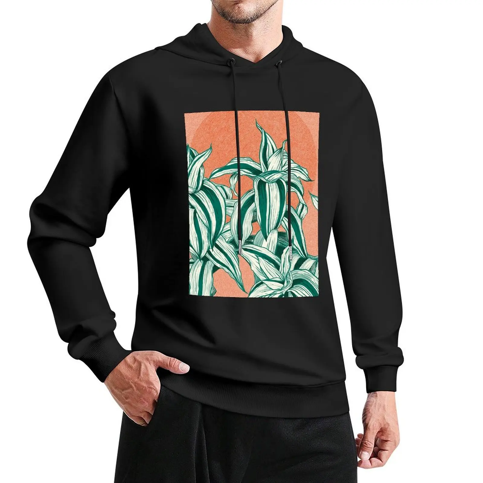 Sunset between leaves Pullover Hoodie men's clothing tracksuits