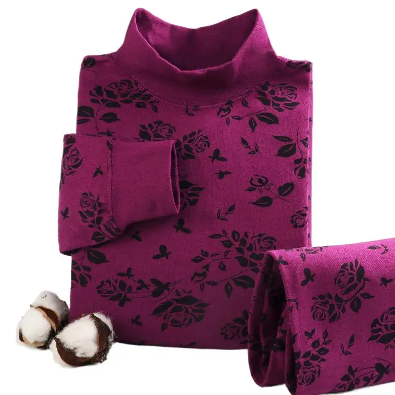 

Комплект термобелья Long Johns для женщин, цельнохлопковый свитер, термобелье, базовый слой из чистого хлопка с высоким воротником