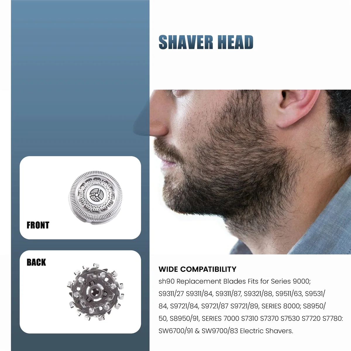 SH90 Replacement Heads for Philips Norelco Shaver 9000 Series, S8950,SW9700,SW6700,9000 Shaver Replacement Blades