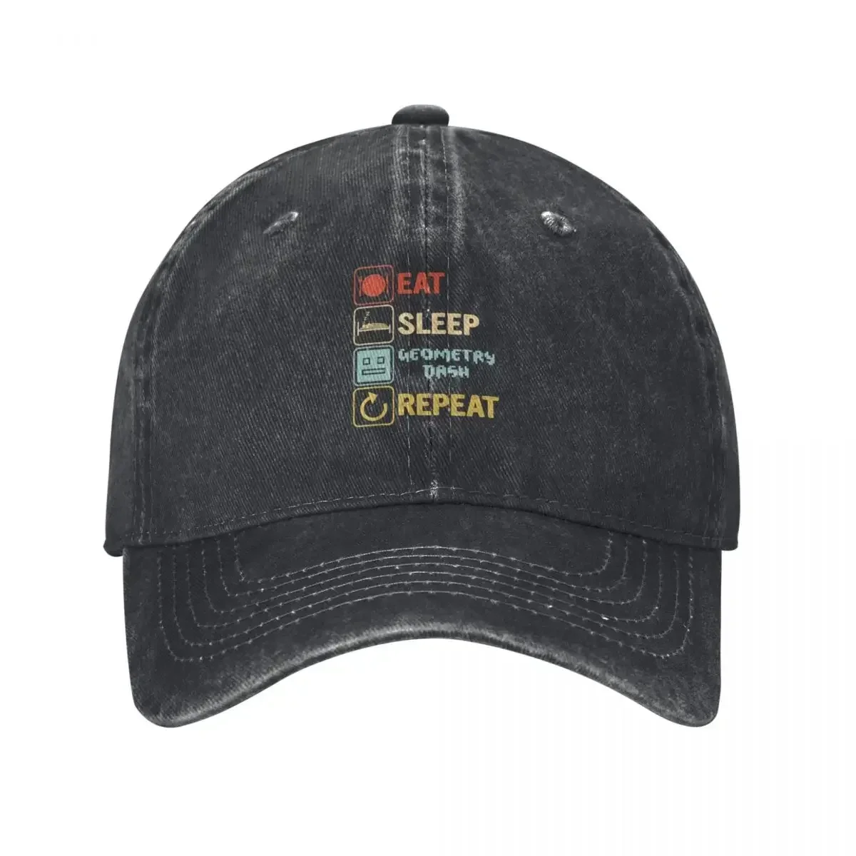 funny eat sleep geometry dash repeat retro vintage, geometry dash Dad Gift, Fathers Day, kids Birthd Baseball Cap