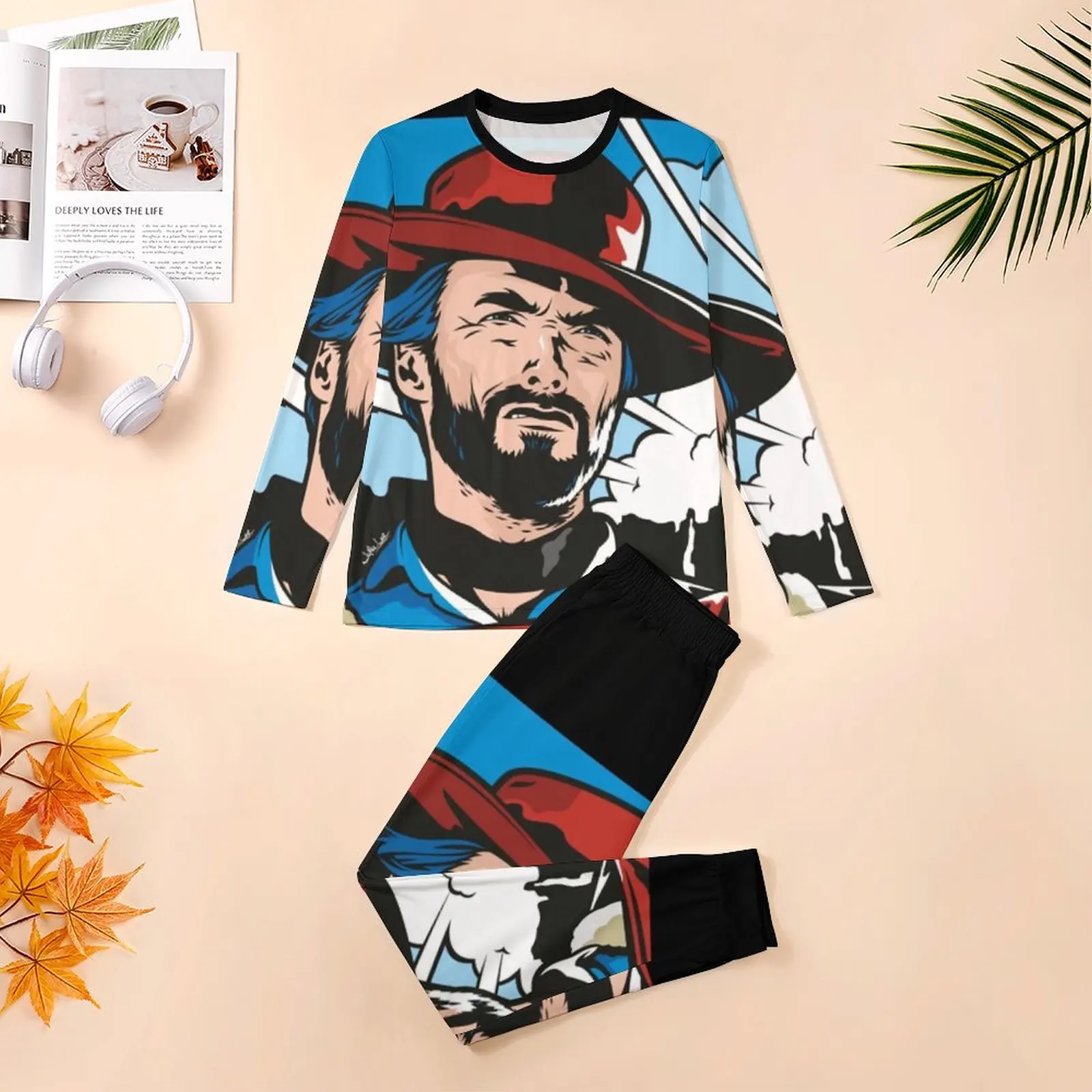 Clint Eastwood Perfect Giftblondie Pajamas Long Sleeve Actor Director Two Piece Pajama Sets Spring Men Kawaii Oversize Nightwear