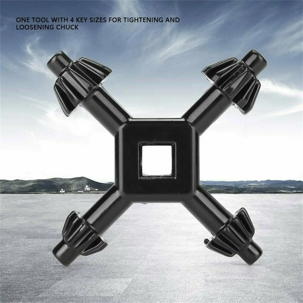 

4In1 Black Universal Chuck Key Drill Drilling Holder Spanner Ratchet Socket Wrench Ring Combination Grip Star Wrench