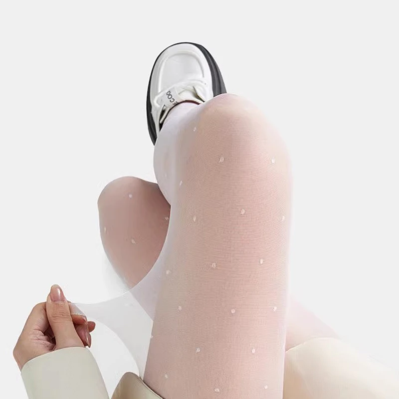 Summer Thin Polka Dot Sheer Pantyhose For Women High Waist Elastic Breathable Tights Lolita Style Pantyhose Reinforced Toe image 5