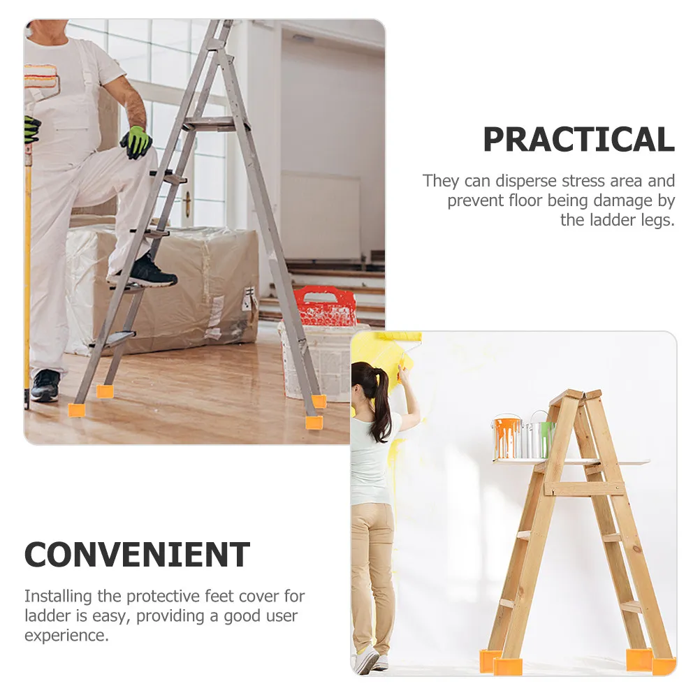 Sturdy Rubber Ladder Feet Covers Easy Install Ladder Foot Protectors for A-Frame Extension Folding Ladders Floor Protection