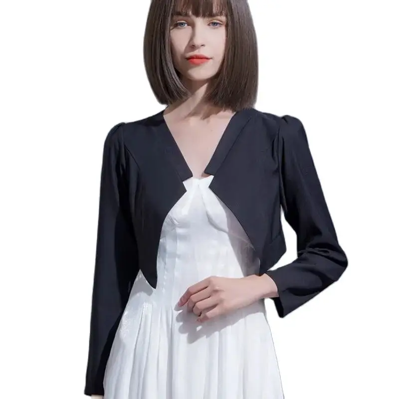 

Prom Party Shrugs For Women Bolero Wraps Wedding Jacket White Black Bridal Cape Female Evening Dress Shawl Top Cover Up Coat