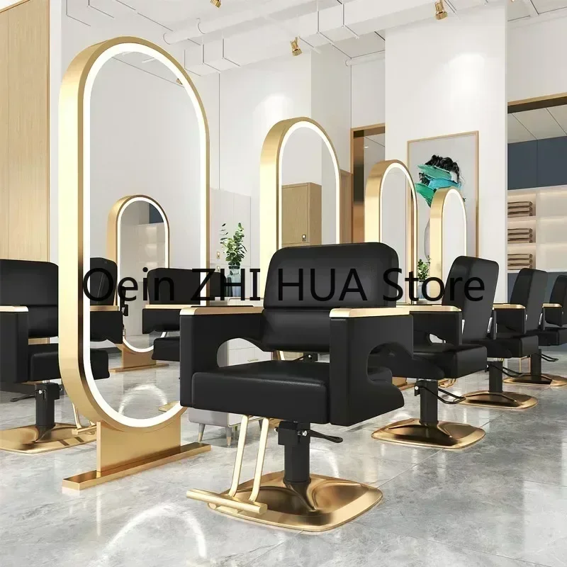 Barbershop Beauty Barber Chairs Adjustable Swivel Stainless Luxury Barber Chairs Manicure Waiting Sillas Salon Furniture QF50BC