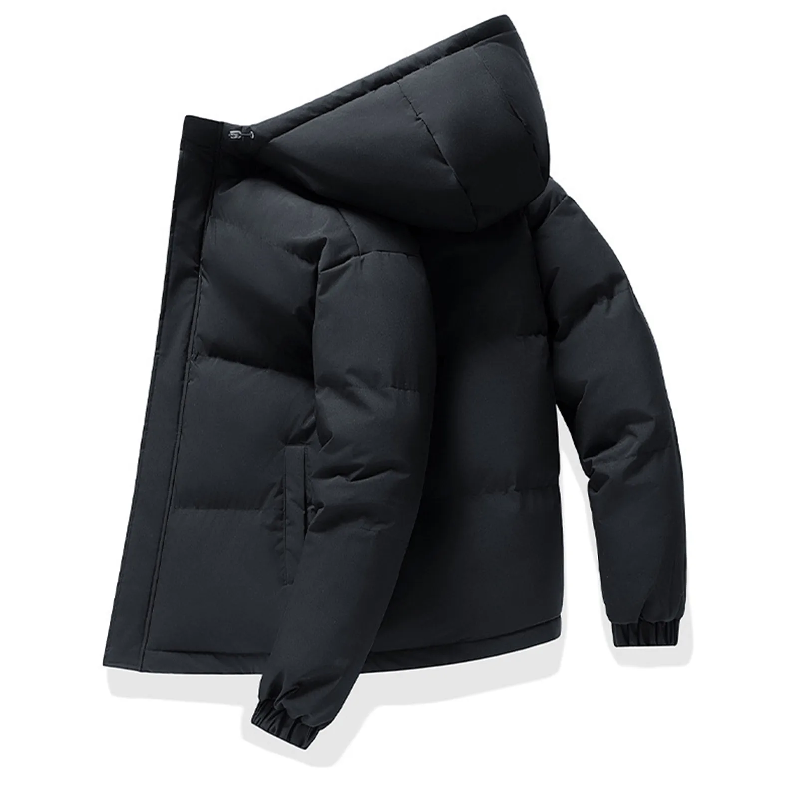 Novo outono masculino quente ao ar livre à prova de vento com capuz parka jaqueta inverno sólido zíper casual moda tamanho grande jaqueta casaco masculino