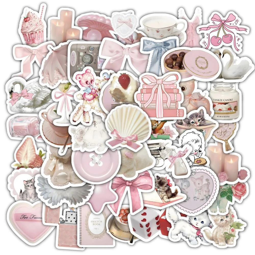 

10/30/60pcs Cute Coquette Graffiti Sticker INS Style Aesthetic Decoration DIY Scrapbooking Phone Case Suitcase Waterproof Decals