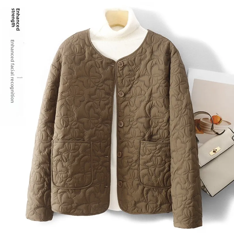 

New Heavy Embroidery Pattern Lightweight Cotton Jaet Autumn Winter ular Pure Color Thin Women's Open Cardigan