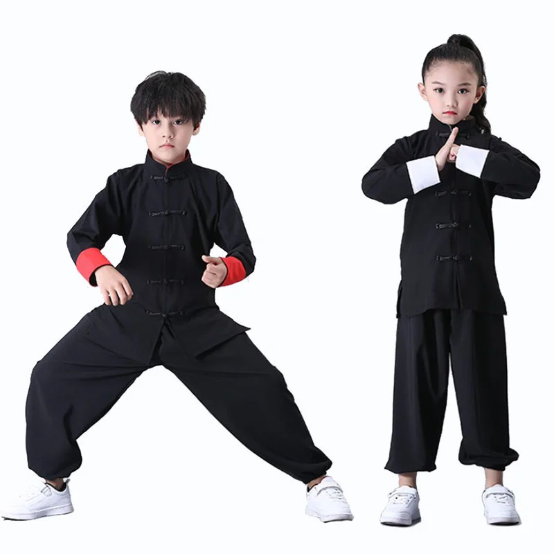 Roupa tradicional de Kung Fu infantil, roupa de artes marciais, calça comprida e superior para meninos e meninas, roupa de Tai Chi