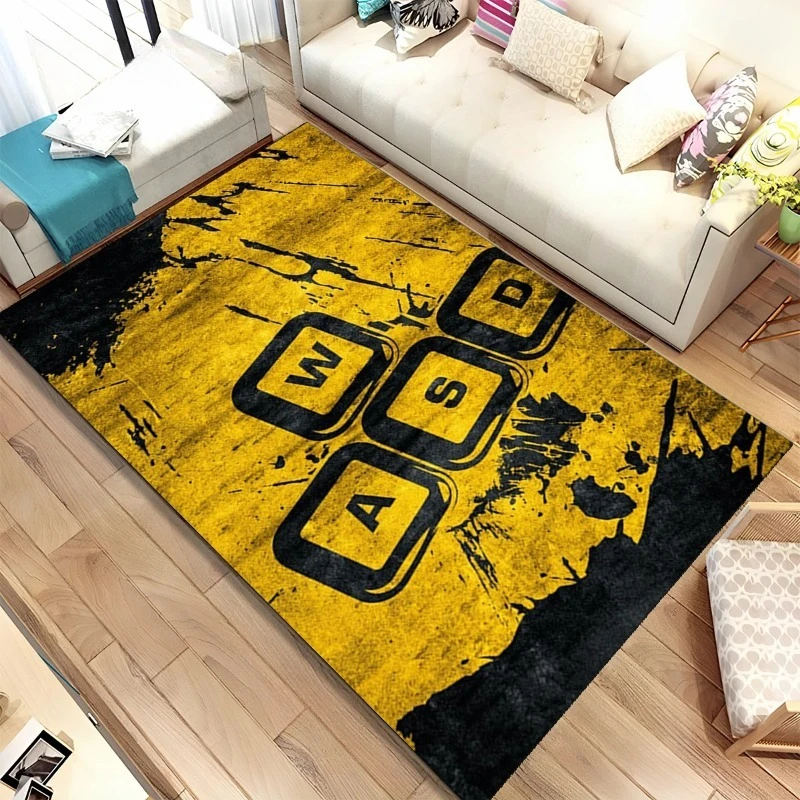 السجاد الألعاب موضوع حصيرة أذرع التحكم في ألعاب الفيديو البساط علامة تحذير تصميم النيون تأثير غرفة المعيشة ديكور المنزل ألعاب منطقة الكلمة حصيرة