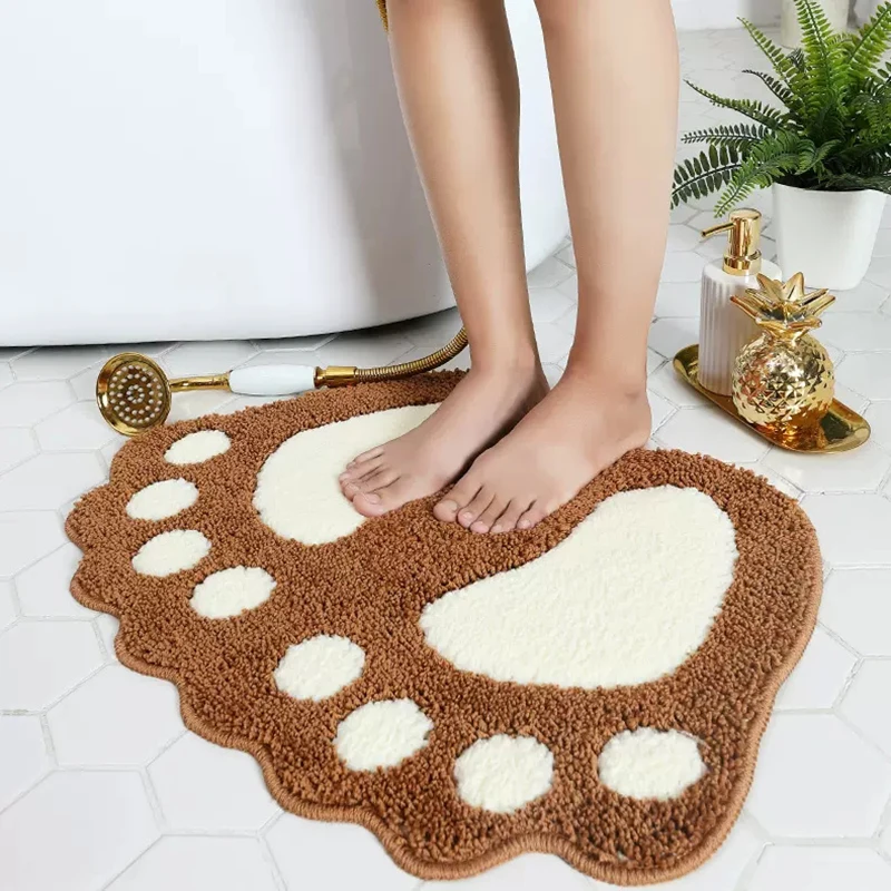 

Cartoon Plush Floor Mat for Bathroom, Absorbent, Anti Slip, Cute Foot Mat, Toilet, Bedroom, Accessories Set