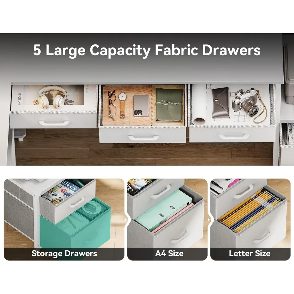 مكتب على شكل حرف L مقاس 79 بوصة مع أدراج ملفات، مكتب ألعاب على شكل حرف L قابل للعكس مع منافذ طاقة وأضواء LED، مكتب كمبيوتر مع St