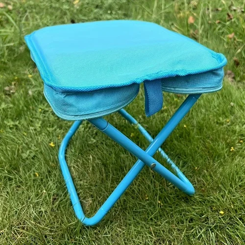 Imagen 2 del producto Taburete plegable portátil con asa, taburete de pesca para acampar al aire libre, taburete con cremallera para exteriores