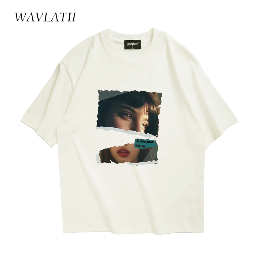 WAVLATII 新しい女性ブラウン夏 Tシャツ女性特大カジュアルドロップスリーブ Tシャツ女性白半袖トップス若いのための WT2363