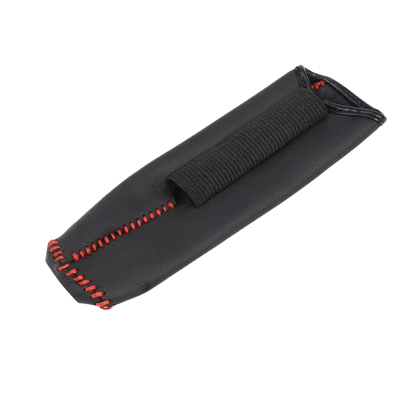 10X Leather Hand Brake Cover Protective Sleeve For Honda / Accord / Civic 8, Black + Red Line