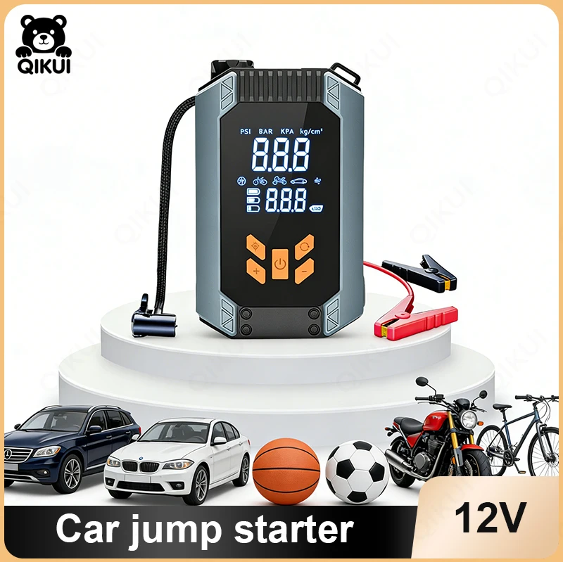 

Портативное пусковое устройство для автомобиля с встроенным компрессором для экстренного запуска аккумулятора и подкачки шин