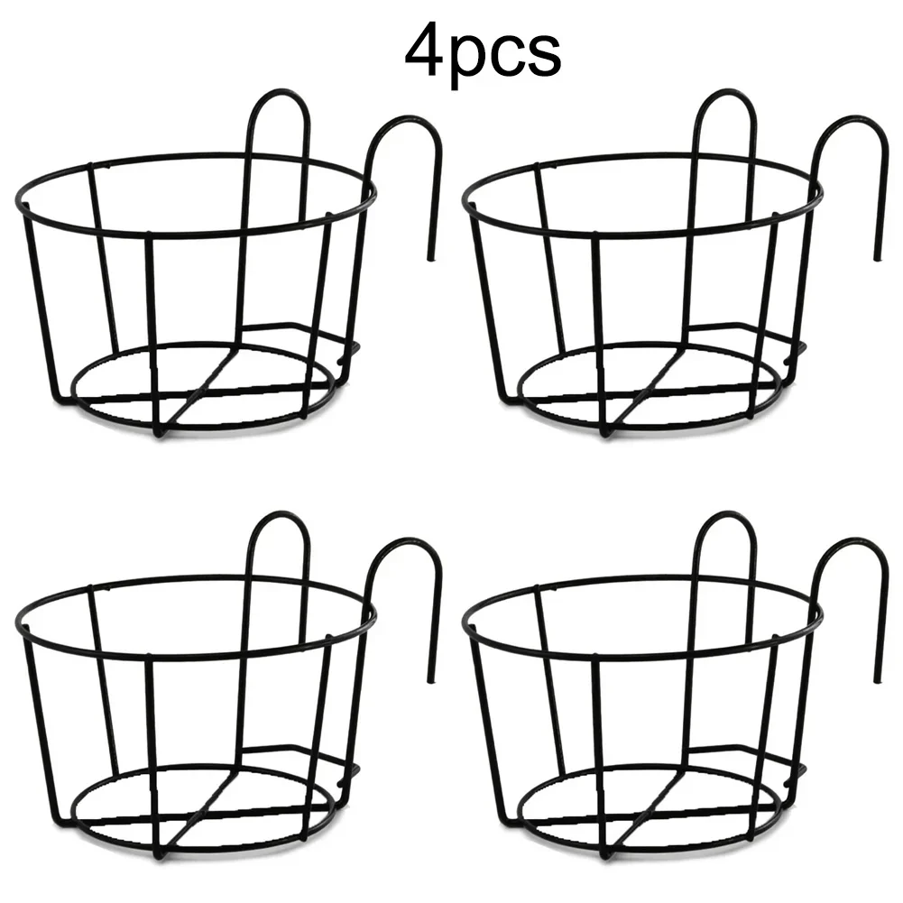 

Set of 4 Round Flower Stands with Hooks for Hanging Unique Iron Design for Plant Display in Gardens and Balconies