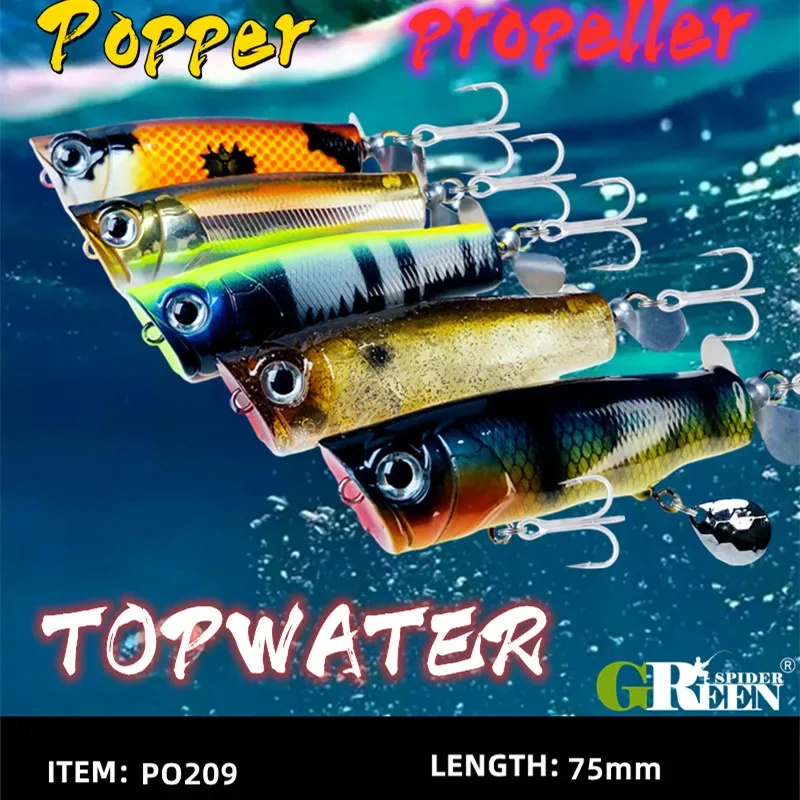 New Top Water Fishing Lures  Popper Bait 75mm13.5g With Sequins Hard Artificial Bait Saltwater Bass Leurre Peche Fishing Tackle