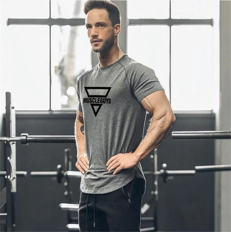 New Arrival Summer Men’s Fitness Tees Gym Thin Muscle Cotton Slim Short Sleeve Bodybuilding Clothing T-Shirt Outdoor Causal Tops