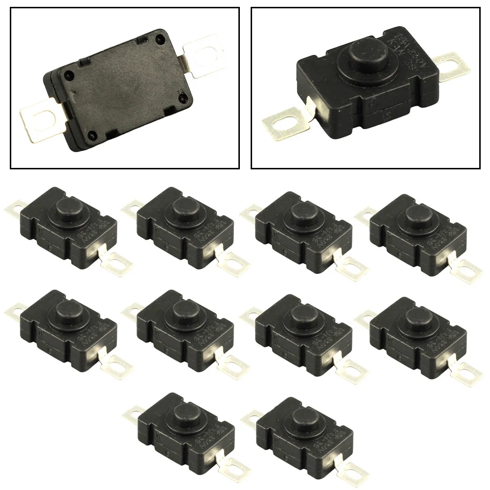 

10 шт. кнопочный переключатель самоблокирующийся 18x12 мм KAN 28, номинал 1.5А 250В, для ремонта фонарей, прототипирования и использования