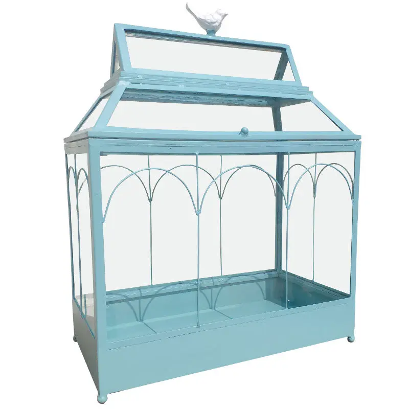 Iron glass flower house flower trellis, iron balcony warming, landscaping, doll house, sun room