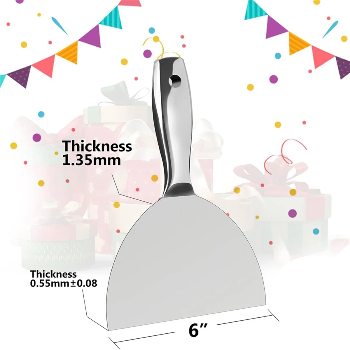 A39U Putty-Knife 6 Inch,One Piece Premium Polished All-Stainless Steel Scraper Tool for Drywall Finishing