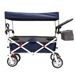 Outdoor Picnic Beach Camping Wagon Foldable Trolley  Wagon Camping  Folding Wagon With Canopy