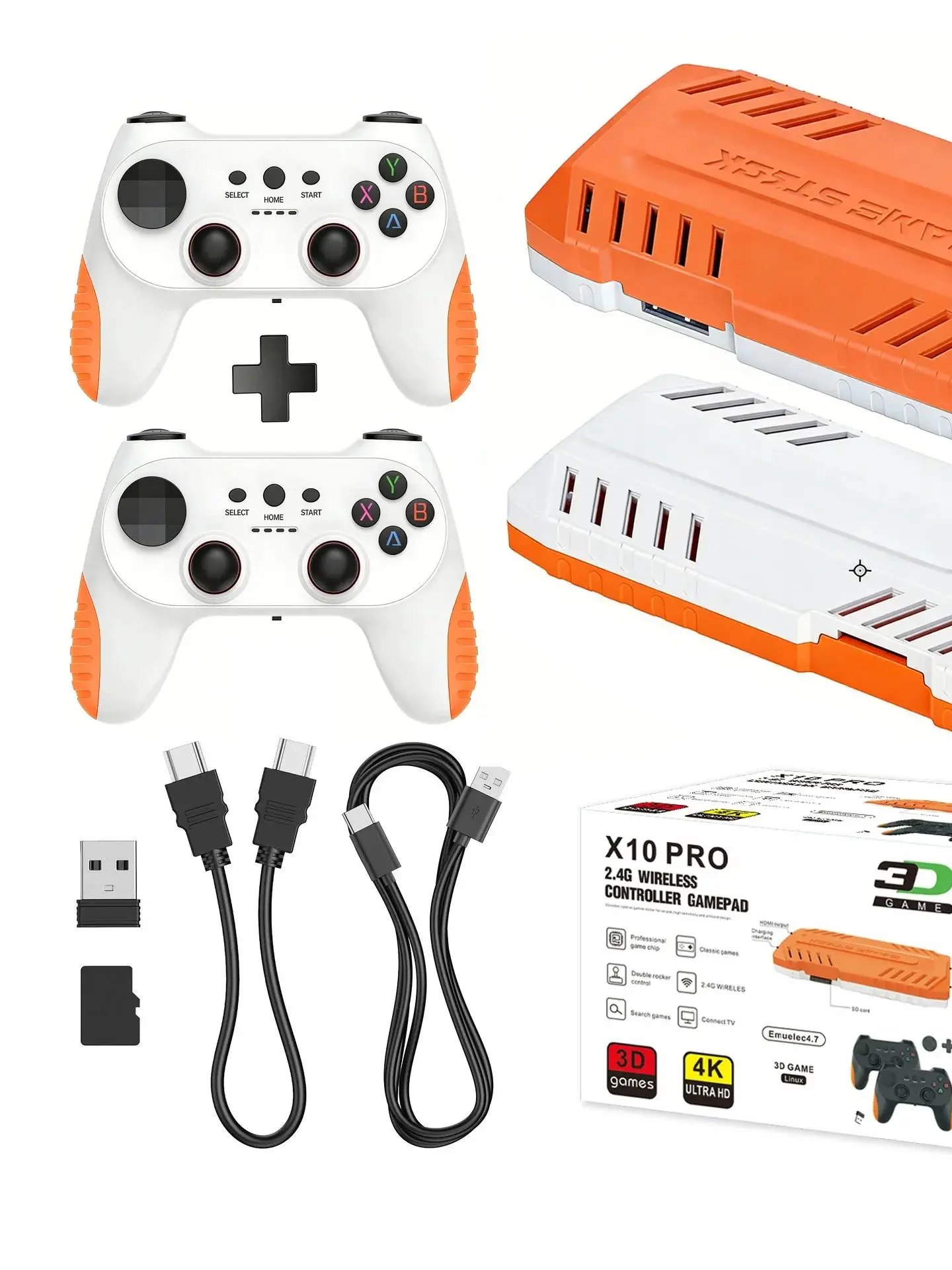 

Игровая приставка 128G X10 PRO GameStick 4K HD TV с поддержкой 3D игр, более 40 эмуляторов, процессор S905 x 3, ретро-игры, два контроллера 2.4G