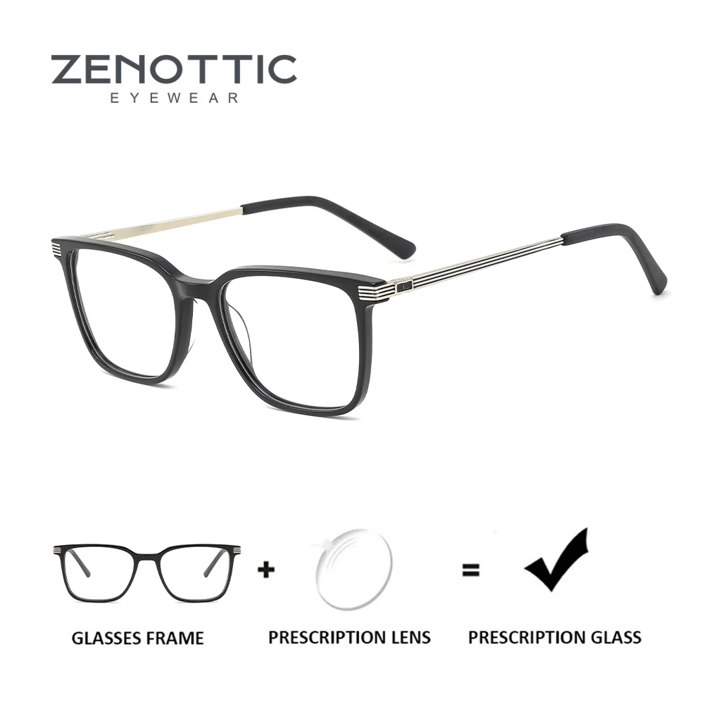 

ZENOTTIC Stylish Acetate&Metal Square Prescription Glasses For Women Anti Blue Light Myopia/Photochromic Optical Eyeglasses