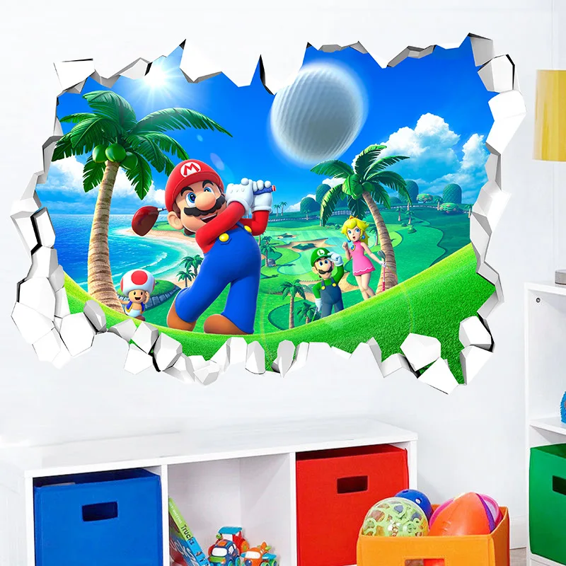 Super Mario Bro Sticker Toy Children\'s Bedroom Mario Cartoon Self-adhesive Waterproof Wall Sticker Anime Peripheral Toy Gift